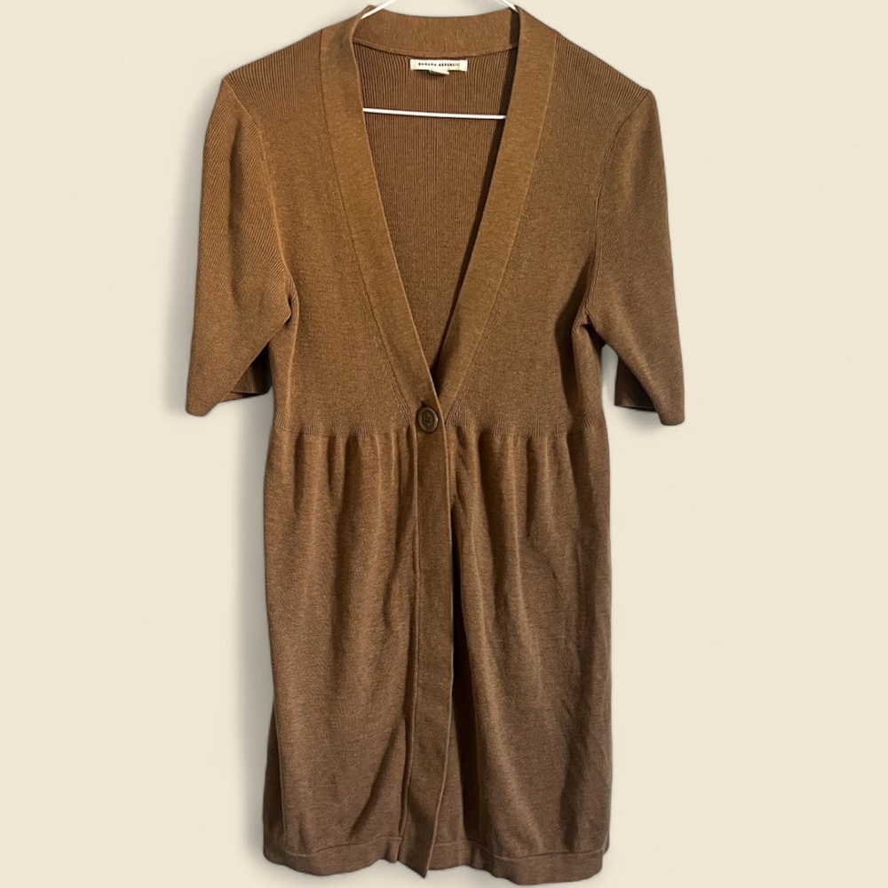 Banana Republic Brown Short Sleeve Cardigan Large